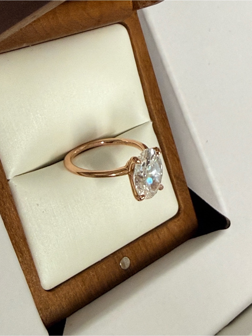 Brilliant Earth Rose Gold Oval lab grown diamond Engagement Ring - Picture 4 of 12